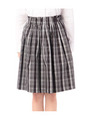 チェック柄ミディ丈フレアスカート/ブラック(219)