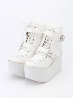 【新色追加】厚底ハイカットスニーカー/BLACK WHITE