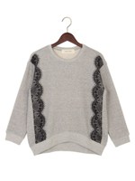 ★JC　杢裏毛 クロップド レース スウェット/MD.GRAY