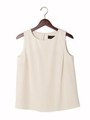 ★JOCLR PE/PU タック ノースリーブ ブラウス/OFF-WHITE