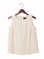 ★JOCLR PE/PU タック ノースリーブ ブラウス/OFF-WHITE