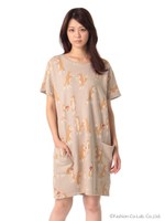 スタンディングフィリップジャカードワンピース/ベージュ