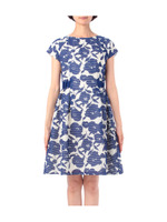 フラワープリントアイレットワンピース/ブルー(192)