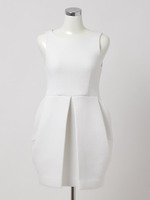 ボンディング タックコクーンワンピース/ブルー