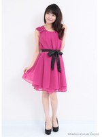 巻きバラギャザードレス≪PartyLine≫/ライトピンク