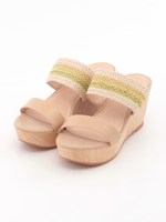 【羊革】ウェッジヒールサンダル/ベージュ