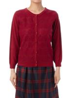 オーガンジー刺しゅうニットカーディガン/レッド系(064)