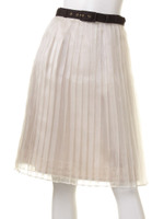 サテンプリーツスカート/ブラウン