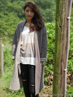 ラムウールダブルフェイスニット コーディガン/ブラウン