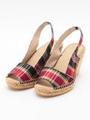 CALZANORチェックウエッジサンダル/レッド(262)