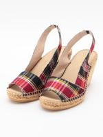 CALZANORチェックウエッジサンダル/レッド(262)