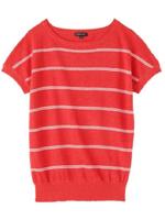 [L]Wボーダーリネンニット/レッド(362)