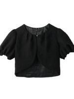 [L]ビジューボタンパフスリーブボレロ/ブラック(019)