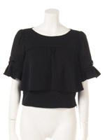 オールフレアクロップドブラウス/ブラック
