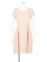 クリンクルローズ刺繍ワンピース/ベージュ