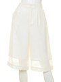 シースルー切替タックワイドパンツ/ホワイト