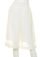 シースルー切替タックワイドパンツ/ホワイト