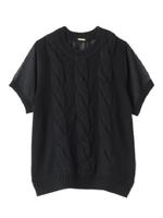 シフォン切り替えケーブルニット/ブラック(019)