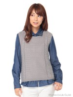 シャツ付きニットベストアンサンブル/ネイビー