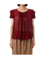 ドット柄タックシフォンブラウス/レッド系(164)