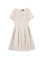 ハイウエストプリーツワンピース/ライトベージュ(051)