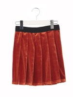 ベロアプリーツスカート/オレンジ