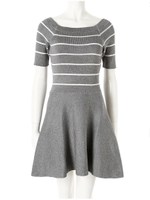 ボーダードッキングニットワンピース/グレー