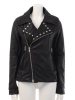 合皮リブコンビライダースJK/ブラック