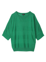 編み地切り替えシルク混ニット/グリーン系(024)