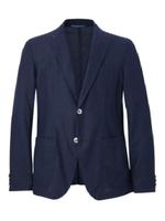 綿麻ローメッシュカラミジャケット/ブルー系(094)