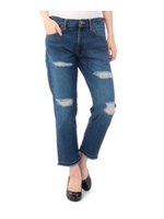 AMERICANA クラッシュ加工クロップドデニムパンツ/ブルー(092)