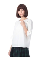 チェックお袖切り替えブラウス/オフホワイト(003)