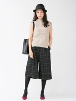 チェック柄ガウチョパンツ/オフ／柄