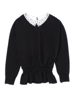 レース衿トレーナー/ブラック