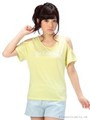 【Tralala】バックリボン袖フレアＴシャツ/ライトグレー