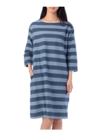 インディゴ先染めボーダーサックワンピース/ブルー(392)