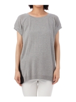 バックサテン切り替えニットプルオーバー/グリーン系(023)