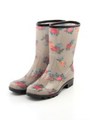 【OUTLET】フラワーボーダープリントレインブーツ/ベージュ