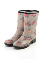 【OUTLET】フラワーボーダープリントレインブーツ/ベージュ