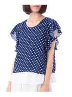 フリルスリーブAラインプルオーバー/ネイビー(193)