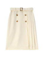 ベルテッドサイドプリーツスカート/オフホワイト(003)