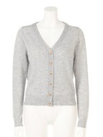 金ボタンハイゲージニットカーデ/ライトグレー