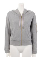 裏毛ドルマンショート丈ＺＩＰパーカー/カーキグリーン