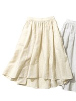 PJ/リネン混ストライプスロープヘムスカート/ベージュ