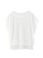 [L] [接触冷感]シアーボーダーレイヤードニット/グレー(012)