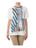 ウェーブプリント天竺プルオーバー/ブルー系(492)