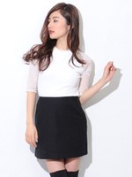 シースルー5分袖TOP/WHITE