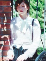 パールボタンフェザーカーディガン/ピンク