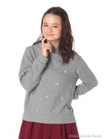 ビジュー付きボトルネックプルオーバー/Light Gray Mixture