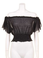 リボンオフショルブラウス/BLK